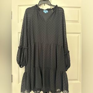 Cece Black Tiered Clip Dot Dress